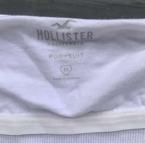 Hollister White Ribbed Halter Bodysuit