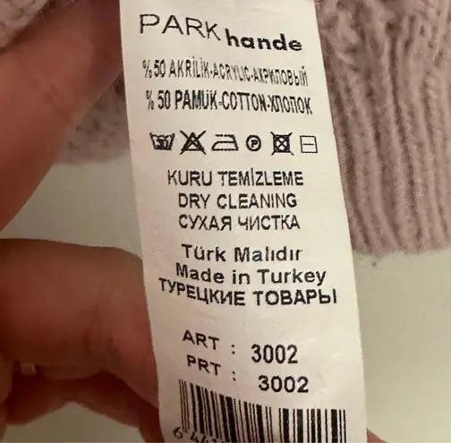 Mauve Cable Knit Puffy Sleeve Sweater (XS) Pink