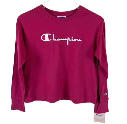 Champion Cropped Logo Long Sleeve Tee