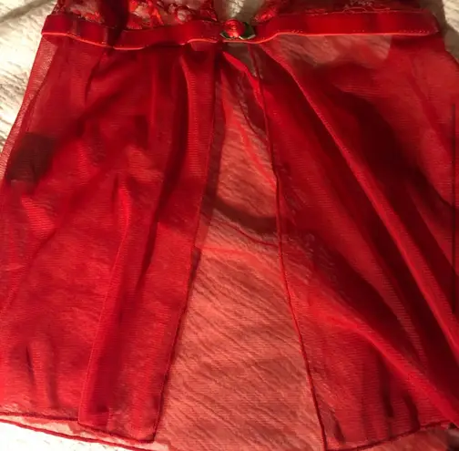 Leg Avenue Red Lace Bralette Open Front Babydoll Lingerie Top