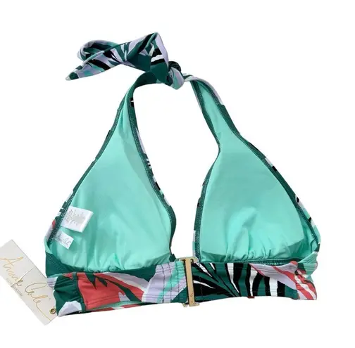 Anne cole  Women's Zesty Tropical Printed Ring Halter Bikini Top Size M NWT