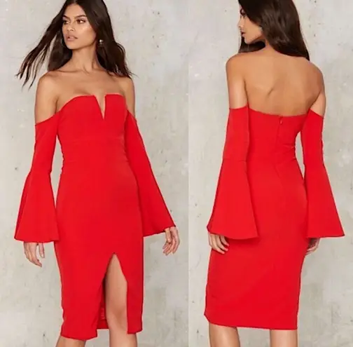 Bardot NWT Red Jasmine Off The Shoulder Split Cocktail Party Dress Size 2/XXS