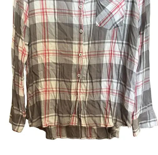 Woolrich Top Womens XL Multicolor Plaid Button Up Shirt Rayon Long Sleeve Blouse