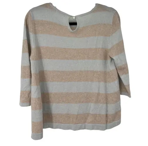 Cortland Park Light Blue Tan 100% Cashmere Sweater Pearl button closure Size L