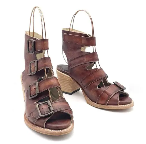 FREEBIRD by Steven Freebird Quail Sandals Cognac Brown Leather Boho Western Buckled Sandal Size 7