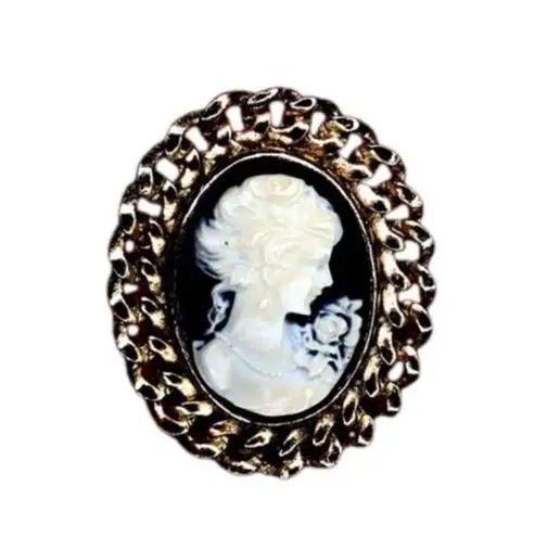Vintage cameo brooch 80s retro Guilded Age Bridgerton Victorian regencycore Blue