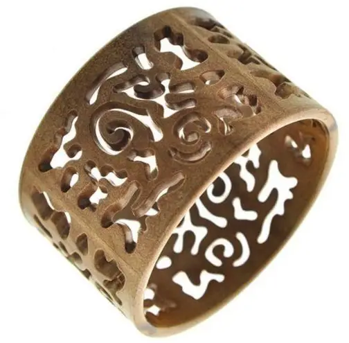 Brown Cutout Design Wide Bangle Bracelet