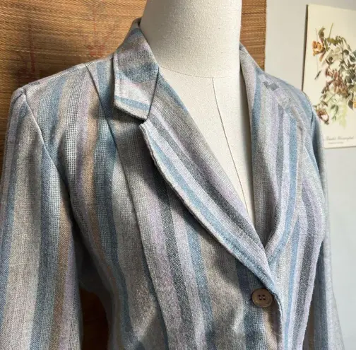 Mallard Point Vintage 1970’s Pastel Striped Blazer & Skirt Suit Set Small