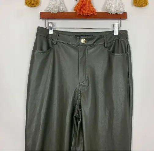 Marc New York Straight Leg Faux Leather Pants Dark Green Size 6