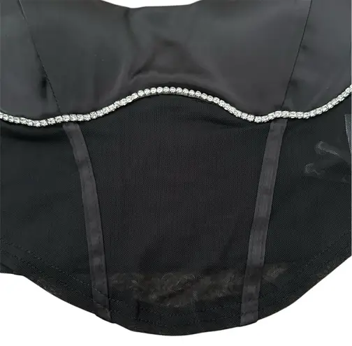 Privy Black Rhinestone Faux Corset Top