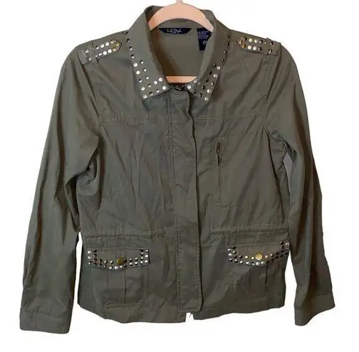 Life Style Petite Army Green Full Zip Bling Jacket Size undefined