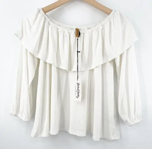 Rachel Pally Diandre Top Off the Shoulder White Cream Ruffle Extra Small NWT