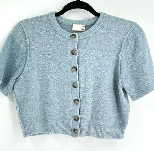 Wilfred  Free Aritzia Shrunken Knit Cardigan Sweater Crop Minimalist Blue large