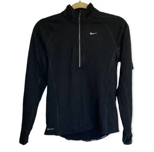 Nike  Black Quarter Zip Long Sleeve Sweater Size Small