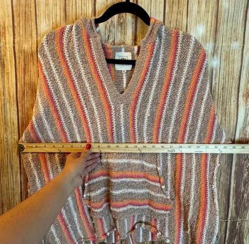 Ripndip Rip Curl Women Striped Knit Hoodie Pullover Kangaroo Pocket Boho Cottagecore M