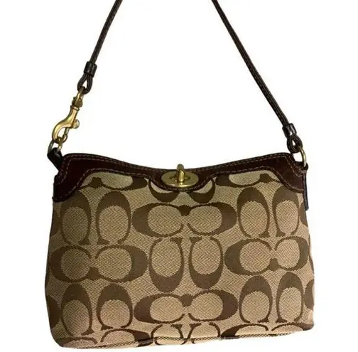 Coach  y2k Brown Signature Canvas Mini Purse / Wristlet