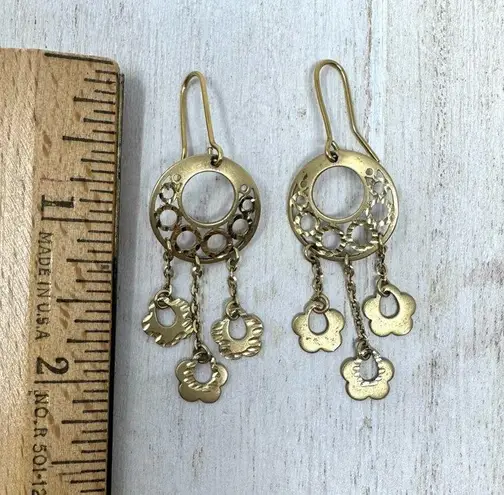 Solid 14K yellow gold dangle earrings, made in Italy