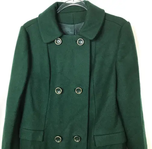 Vintage Deep Green Wool Double Breasted Overcoat