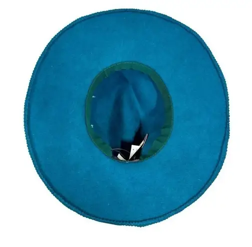 NEW NWT Lola Hats of NY Pinked Fedora 7199 100% Rabbit Hair Wool in Peacock Blue