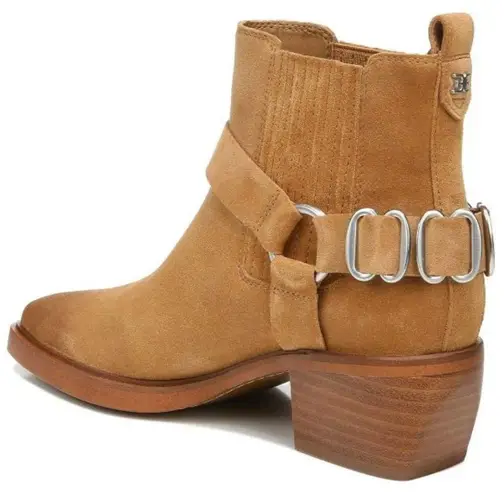 Sam Edelman Bellamie Harness Booties Camel Leather Suede Tan Edgy Ankle Boots 7