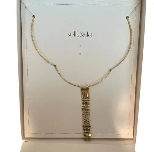 Stella & Dot Maui Gold Toned Mesh Chain Versatile Modern Statement Necklace