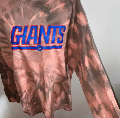 NFL New York Giants long sleeve bleached swirl top (reverse tie dye)