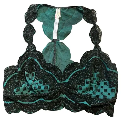 Intimately Free People Velvet Burnout Mesh Bralette Sz S Boho Festival Coachella Green