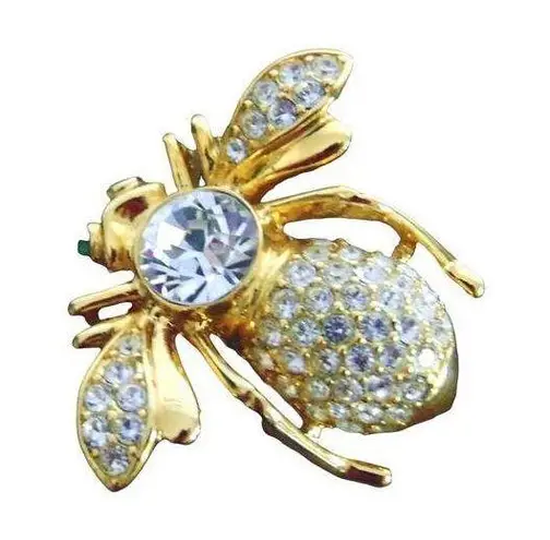 Joan Rivers VTG  Pave Crystal Clear Sim Diamond BEE PIN Brooch APRIL BIRTHSTONE