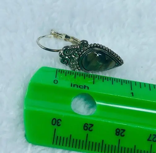 Multicolor Abalone Shell Pierced Earrings in Silver Tone Metal