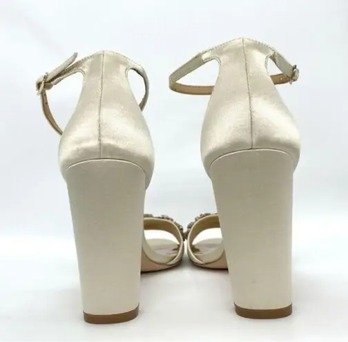 Badgley Mischka Women's Barby Ivory Satin Embellished Heels 8.5