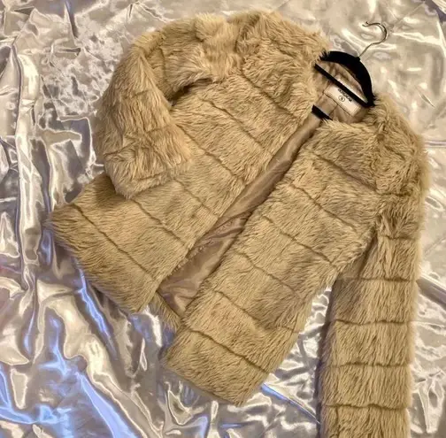 Nude Faux Fur Coat Tan Size M