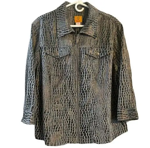 Ruby Rd . Snakeskin Jacket 22W Plus Size Animal Croc Print Look