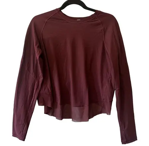 Lululemon  Quick Pace Long Sleeve Dark Adobe Burgundy Size Small/Medium