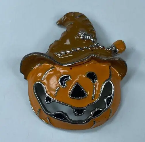 Halloween Orange Pumpkin Scarecrow Hat Jacko lantern Pin Brooch Jewelry