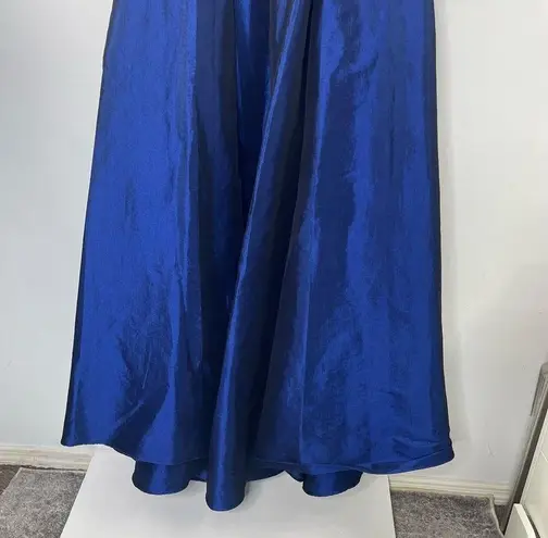 Mac Duggal 12225 Sapphire Front Slit Square Neck Ballgown With Train, Size 6