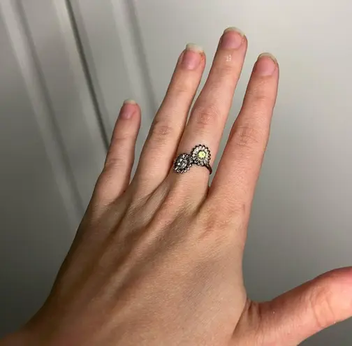 Sunflower Toi Et Moi Diamond Peridot 14k White Gold Ring 5