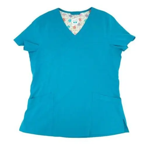 Dansko Women's Short Sleeve V-neck Button Back Nursing Scrub Top Size Medium