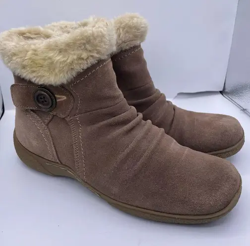 Baretraps faux fur leather tan winter ankle boots women Size 8 1/2