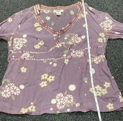 Old Navy Y2k 2000s boho floral fairy long sleeve blouse top lavender purple small