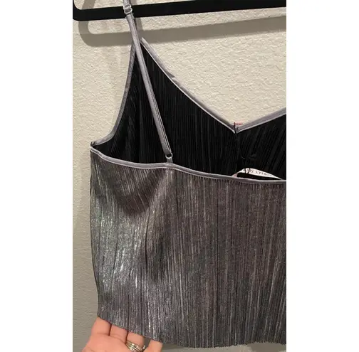 Victoria's Secret Grey Silver Shine Spaghetti Straps Pleat Cami