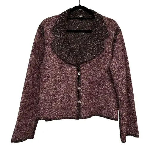 Adri New York Boucle Wool Blend Sweater Cardigan Size L