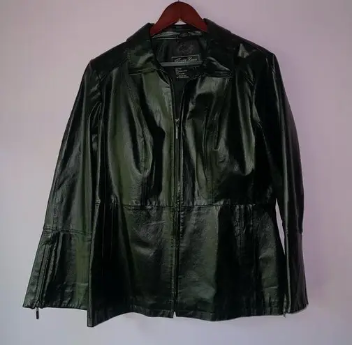 Jerry Lewis L Black Leather Jacket Zipper Collar Size L