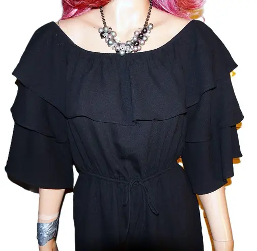 Honey Belle Black Ruffle Romper S