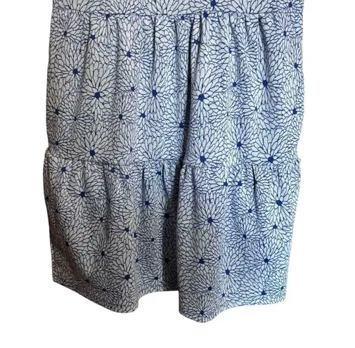Tyler Boe Nora Jacquard Dress Womens Small Blue Floral Print Sleeveless Tiered