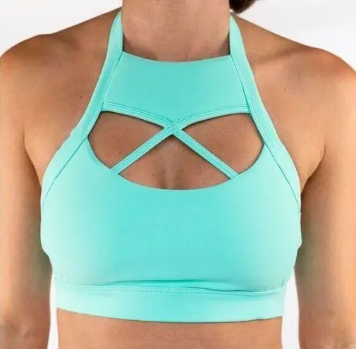 The Bar Chestee x Bella Kandace Halter Sports Bra Mint Green Size 8