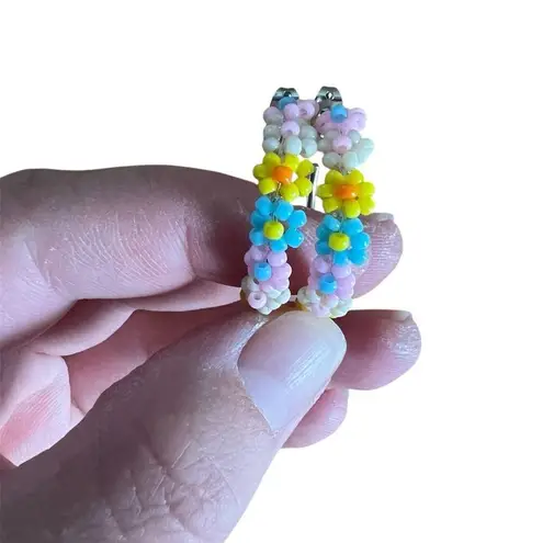 Pura Vida BaubleBar Colorful Hoop Retro Floral Accessory Earrings Set Pink