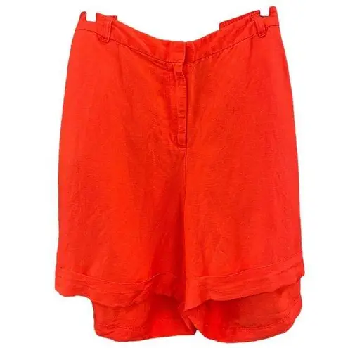 Lane Bryant  Linen Blend Tangerine Shorts Flat Front Elastic Back Sz 26/28 NWT