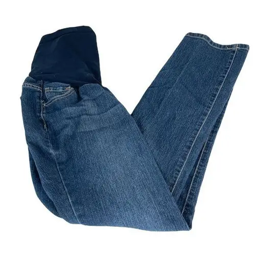 Indigo Blue Straight Leg Paneled Maternity Jeans, Blue, Large