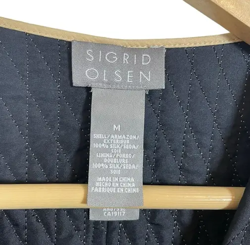 Sigrid Olsen VINTAGE  Silk Quilted Open Jacket in Yellow Size M