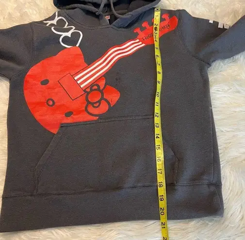 Sanrio 2006  Hello Kitty Red Guitar Hooded Sweatshirt Hoodie Gray NO SIZE FLAWED